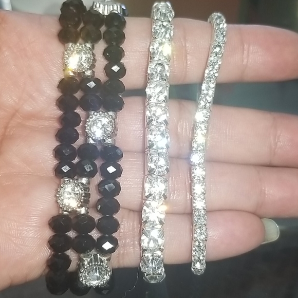 Vintage Women's Sparkling Silver Bracelet Trio Set - Picture 5 of 7